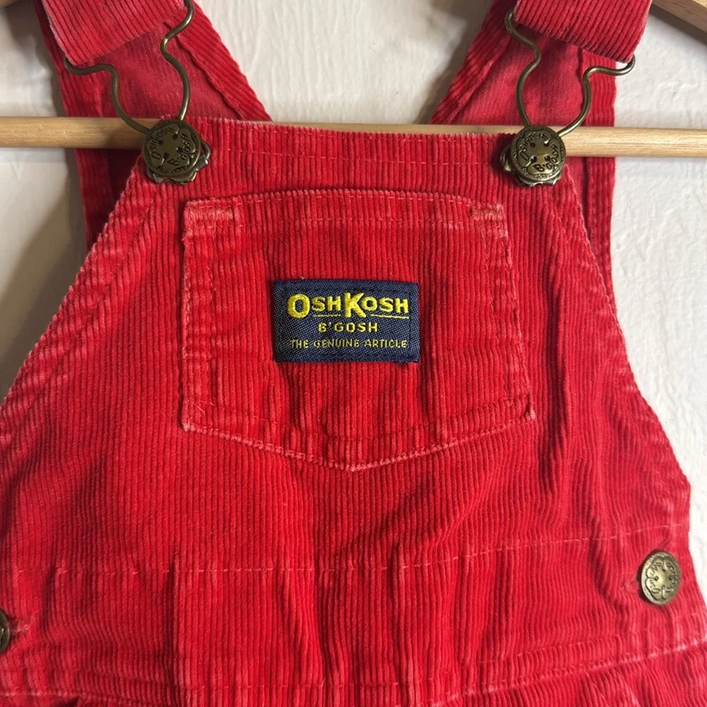 Vintage Oshkosh B'gosh Red Corduroy Overalls 5 months Vestbak, USA Made